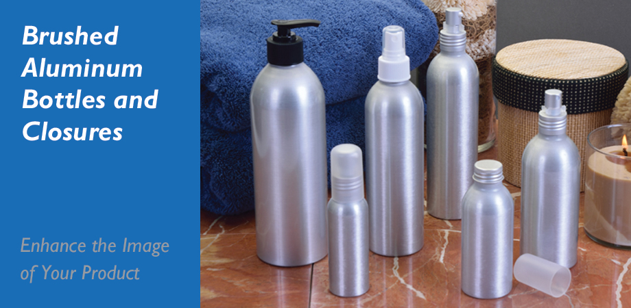 Brushed Aluminum Bottles and Closures - Enhance the Image of your Product